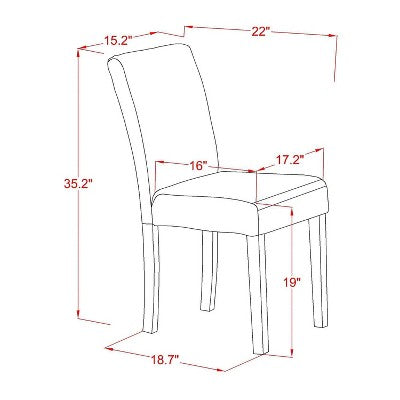 3-Piece Black and Cherry Finish Solid Wood Top-Dining Room Set with High Back-Seats 4