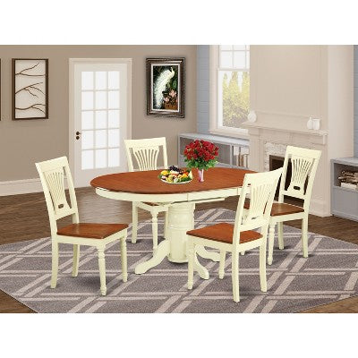 HomeStock Belmont 5-Piece Dining Table Set, White