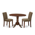 3-Piece Mahogany Finish Solid Wood Top-Round Dining Room Set -Seats 4