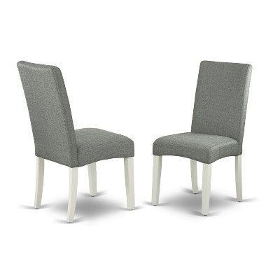 HomeStock 5 Piece Dinette Set Linen White Round Table Gray Chairs