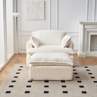 GDFStudio Arden Modern Convertible Corduroy Upholstered Chair with Ottoman