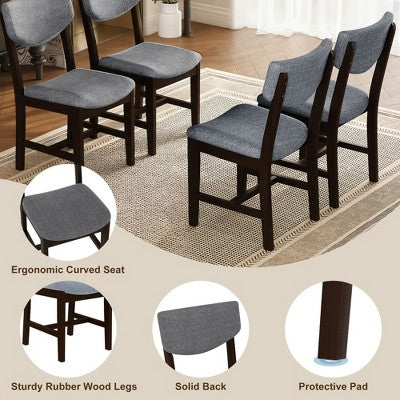 Rustic Wood Dining Table Set for 4, 5 Pieces Rectangular Table Set with Upholstered Chairs for Small Space Kitchen
