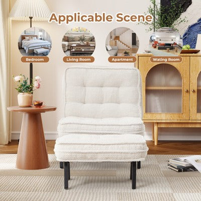Bestier Accent Chair with Adjustable Backrest, Tufted Lounge Chair with Ottoman Set, Upholstered Reclining Chair for Reading Room