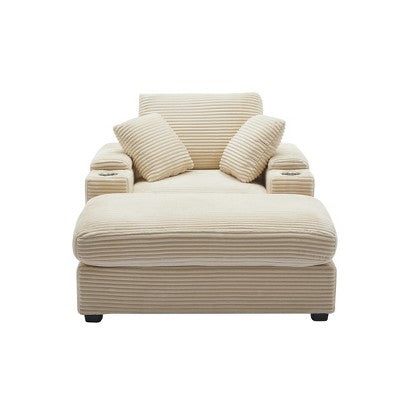 GDFStudio Ulen Modern Corduroy Upholstered Storage Chair with Ottoman and Detachable Cushions