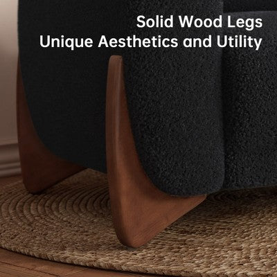 Modern Boucle Fabric Sofa Set - 1 Sofa and 2 chairs with Sleek Wooden Legs for Living Room or Home Office - Morden Fort