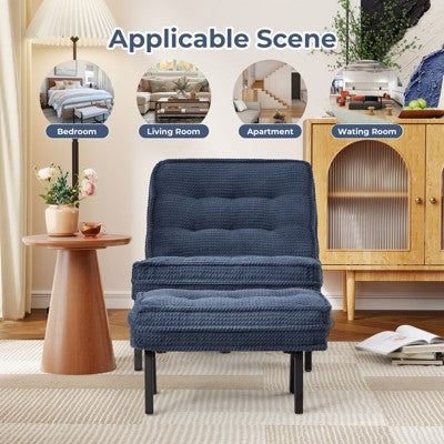 Bestier Accent Chair with Adjustable Backrest, Tufted Lounge Chair with Ottoman Set, Upholstered Reclining Chair for Reading Room