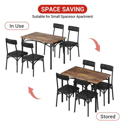Dining Table Set for 4, Kitchen Table with Upholstered Chairs, Rectangular Wood Dining Room Table Set for Small Space, Dinner, Apartment, Home