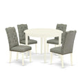 HomeStock 5-Pc Linen white Solid Wood Top-Round Dining Room Set-Seats 4
