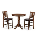 3-Piece Mahogany Finish Solid Wood Top - Dining Room Set - Seats 4