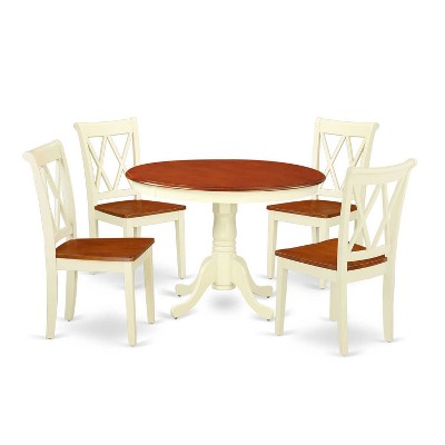 Round Dining Set 5pc - 42 Inch Table & 4 Chairs - Baroque Style Kitchen Set