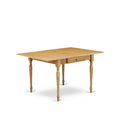 HomeStock 3-Pc Natural Brown Oak Finish Solid Wood Top with Dropleaf Dining Table Set - Seats 2