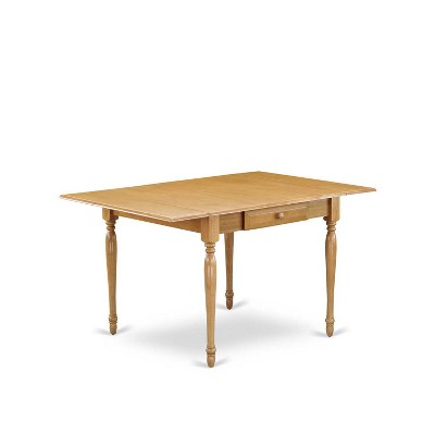 HomeStock 3-Pc Natural Brown Oak Finish Solid Wood Top with Dropleaf Dining Table Set - Seats 2