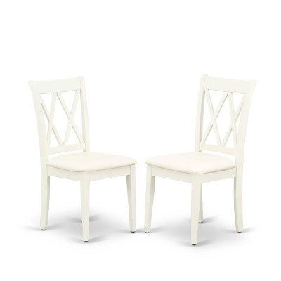 5 Piece Dinette Set - Round Kitchen Table & 4 Dining Chairs - 42 Inch - Linen White