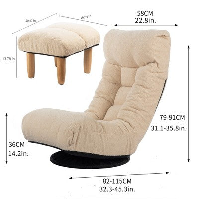 GDFStudio Sharp Swivel Floor Chair, Adjustable Upholstered Reclining with Ottoman