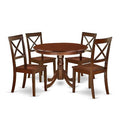 Victorian Dinette Set for 4 - 42 Inch Round Table & 4 Chairs - Mahogany Finish Dining Room Furniture