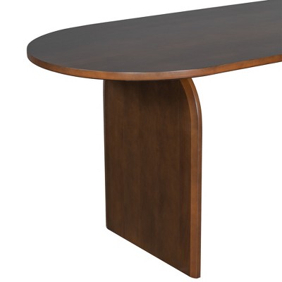 GDFStudio Tom 6 Piece Solid Wood and PE Rattan Dining Set with 71 Double Pedestal Table