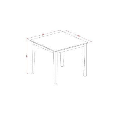 HomeStock 3-Pc Antique Walnut Finish Square Solid Wood Top Dining Table Set for Small Spaces