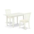 HomeStock 3-Piece Linen White Finish Rectangular Solid Wood Top With Butterfly Leaf Dining Table Set