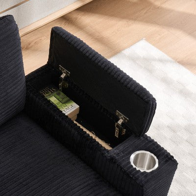 GDFStudio Ulen Modern Corduroy Upholstered Storage Chair with Ottoman and Detachable Cushions