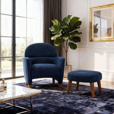 GDFStudio Leisure Fabric Upholstered Chair with Ottoman