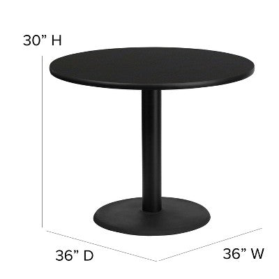 Emma and Oliver 36 Round Laminate X-Base Table Set with 4 Banquet Chairs