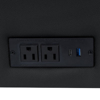 Flash Furniture HERCULES Artemis 3 Piece Upholstered Reception Set, 8 AC Outlets/4 USB/4 USB-C Ports and Wood Walnut Legs with Adjustable Floor Glides