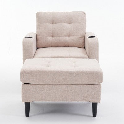 GDFStudio Brooke Modern Upholstered Tufted Armchair and Storage Ottoman Set