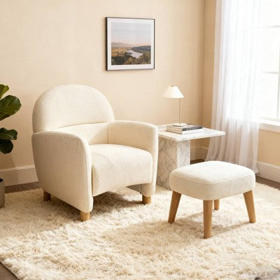 GDFStudio Leisure Fabric Upholstered Chair with Ottoman