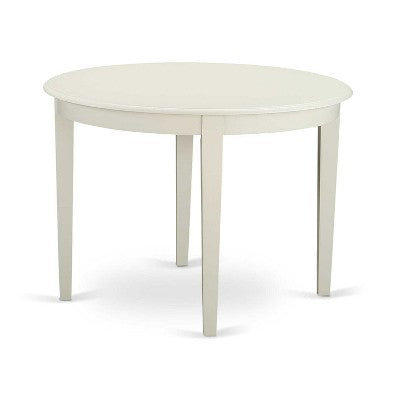 HomeStock 5-Piece Linen White Solid Wood Top - Round Dining Room Set - Seats-4