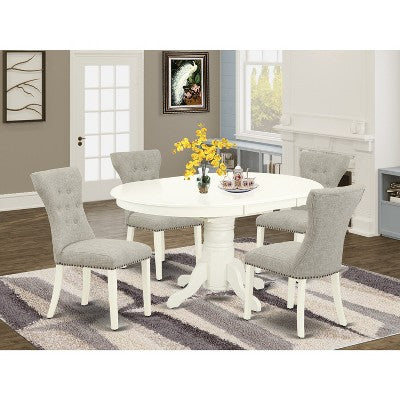HomeStock Oval Table Linen Fabric Chairs Dinette Set