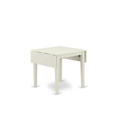 HomeStock 3-Pc Linen White Finish Rectangular Solid Wood Top with Dropleaf Dining Table Set