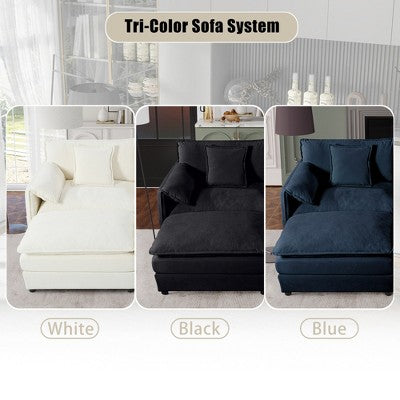 GDFStudio Jorah Modular 2 Piece Chenille Upholstered Sofa Set with 3 Pillows and Storage Pockets