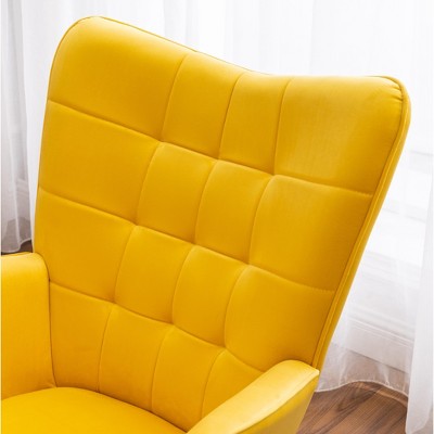 GDFStudio Valda Contemporary Velvet Tufted Accent Chair and Ottoman Set with Wingback