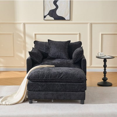 GDFStudio Lewis 39.4 Modern Chenille Upholstered Accent Chair with Ottoman