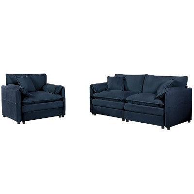 GDFStudio Jorah Modular 2 Piece Chenille Upholstered Sofa Set with 3 Pillows and Storage Pockets