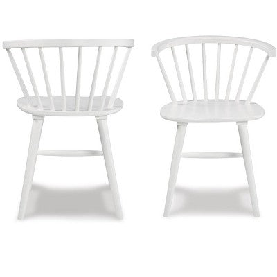 Alwynn White and Natural Wood 7-piece Dining Set, Dining Table with 6 Windsor Chairs