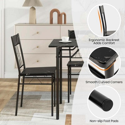 Costway 5PCS Dining Table Set for 4 Rectangular Kitchen Table & 4 Chairs with Metal Frame Cement Gray/Black