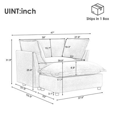 GDFStudio Becky Modern 47 Armchair Sofa with Movable Ottoman