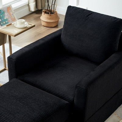 GDFStudio Warner Corduroy 32W Upholstered Accent Chair with Ottoman
