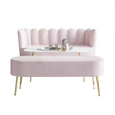 ChaletPosh Velvet Sofa with Bench And Coffee Table