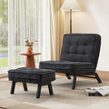 Bestier Accent Chair with Adjustable Backrest, Tufted Lounge Chair with Ottoman Set, Upholstered Reclining Chair for Reading Room