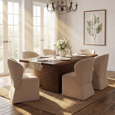 Christopher Knight Home Wichai Modern 7 Piece Wooden and Metal Dining Set with Upholstered Chairs