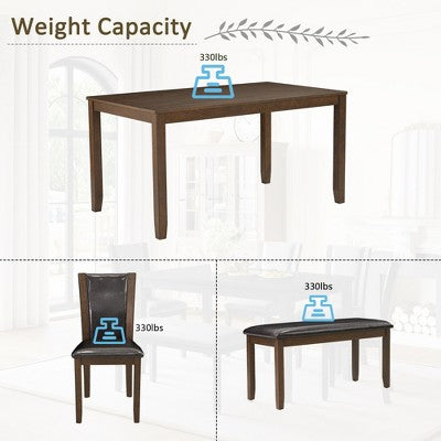 GDFStudio Maeve Rustic 6 Piece Rubberwood Upholstered Dining Set