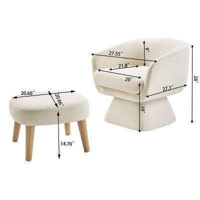 Modern Swivel Accent Chair and Ottoman Set, Fabric Upholstered Swivel Side Chair for Living Room, Bedroom, Apartment, or Reading Nook-Panipeachy