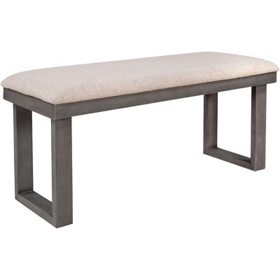 6-Piece Rustic Wood Dining Table Set with Chairs and Bench,Gray-ModernLuxe