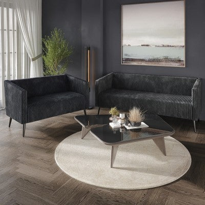 ChaletPosh Velvet Set Of 2 Sofa Set