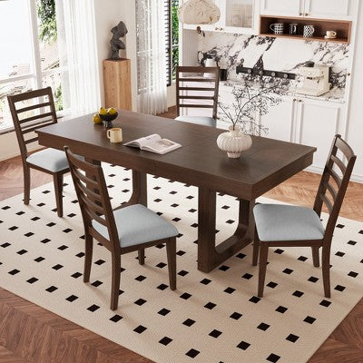 GDFStudio Gomez 5-Piece Extendable Dining Table Set with 18 Move Leaf