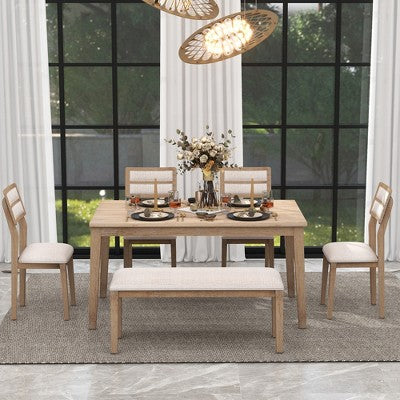 GDFStudio Monica 6 Piece Dining Set with Table and Upholstered Chairs