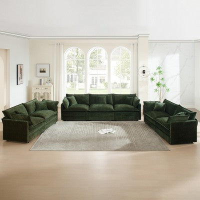 GDFStudio Kelsen Mid-century Modern 3 Piece Chenille Upholstered Sofa Set with Pillows