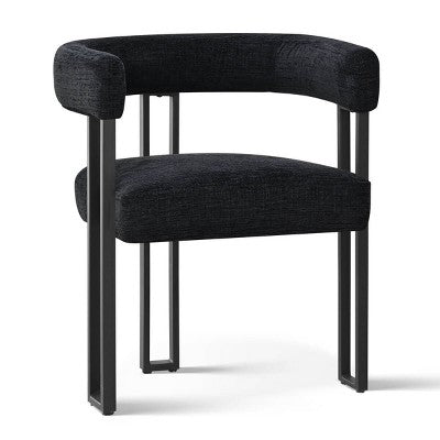 7-Piece Round Dining Table Set with 6 Upholstered Chenille Chairs, 52 Modern Pedestal Table with Metal Leg Dining Chairs for Kitchen-Panipeachy